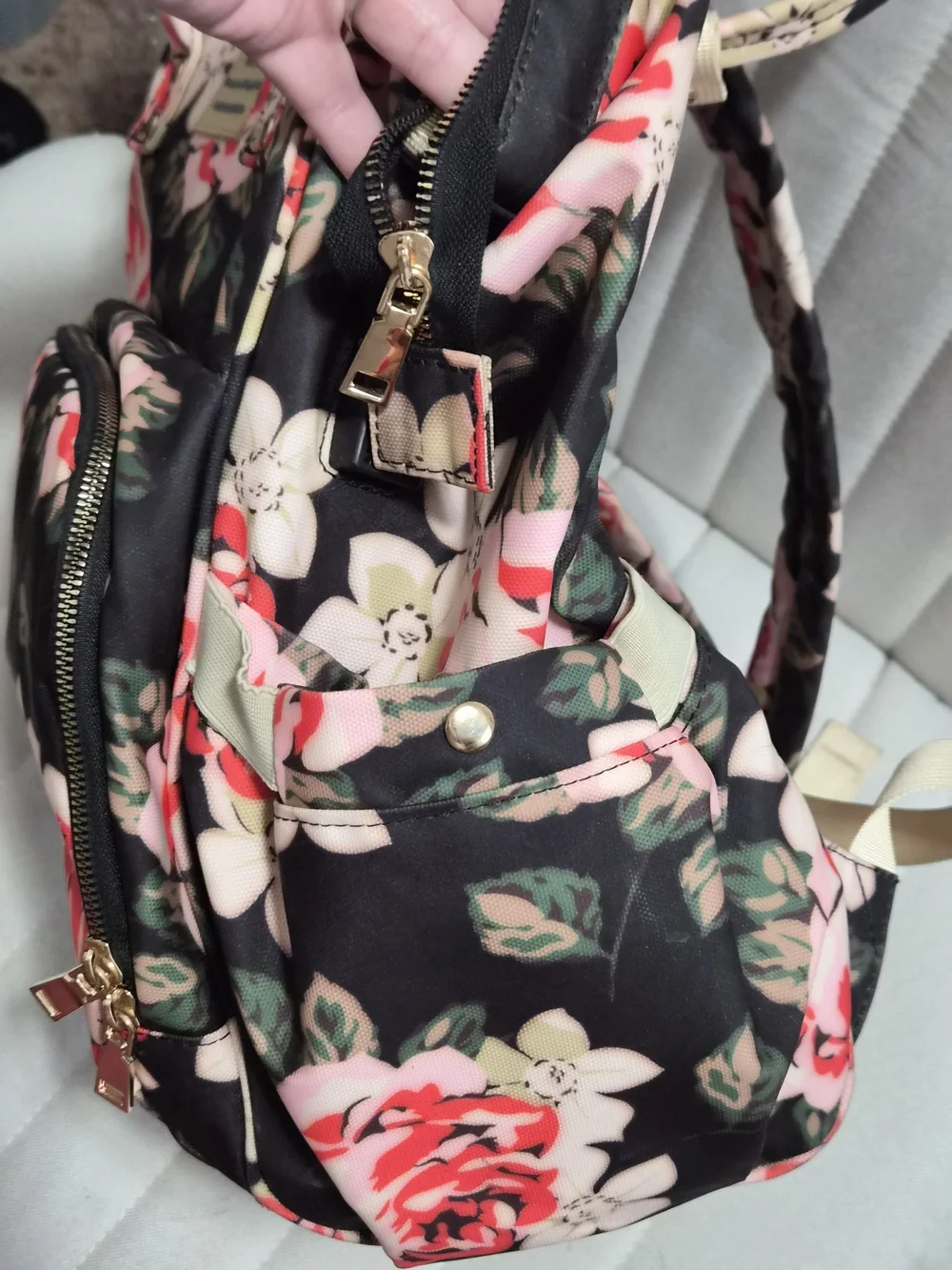 Floral Black & Pink Tote Backpack -